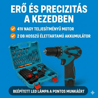 MESTER CSOMAG 3 az 1-ben: Akkus Ütvefúró + Koffer + 28 Tartozék [JANUÁRI KIÁRUSÍTÁS] 🛠️